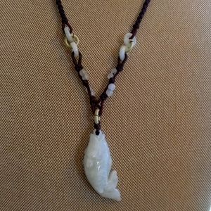 Unique "jadeite" hand carved fish necklace from China